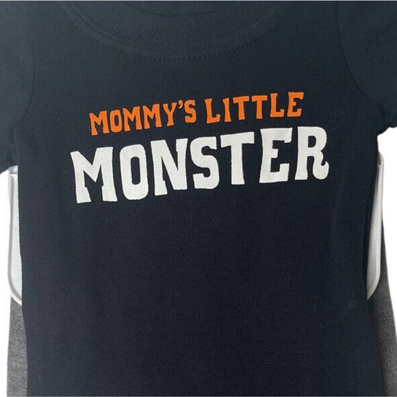 NEW Carters Baby Boy 2-Pc Mommy's Little Monster Halloween Outfit Shirt Pants NB - Picture 3 of 7